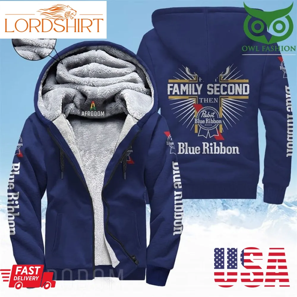 Pabst Blue Ribbon Family Second Fleece Zip Up Hoodie