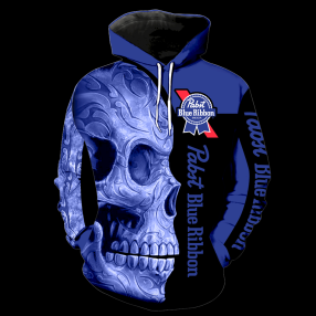 Pabst Blue Ribbon New Skull Full All Over Print V1400 Hoodie Zipper