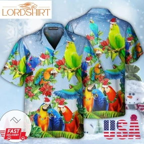 Parrot Couple Merry Christmas Hawaiian Shirt