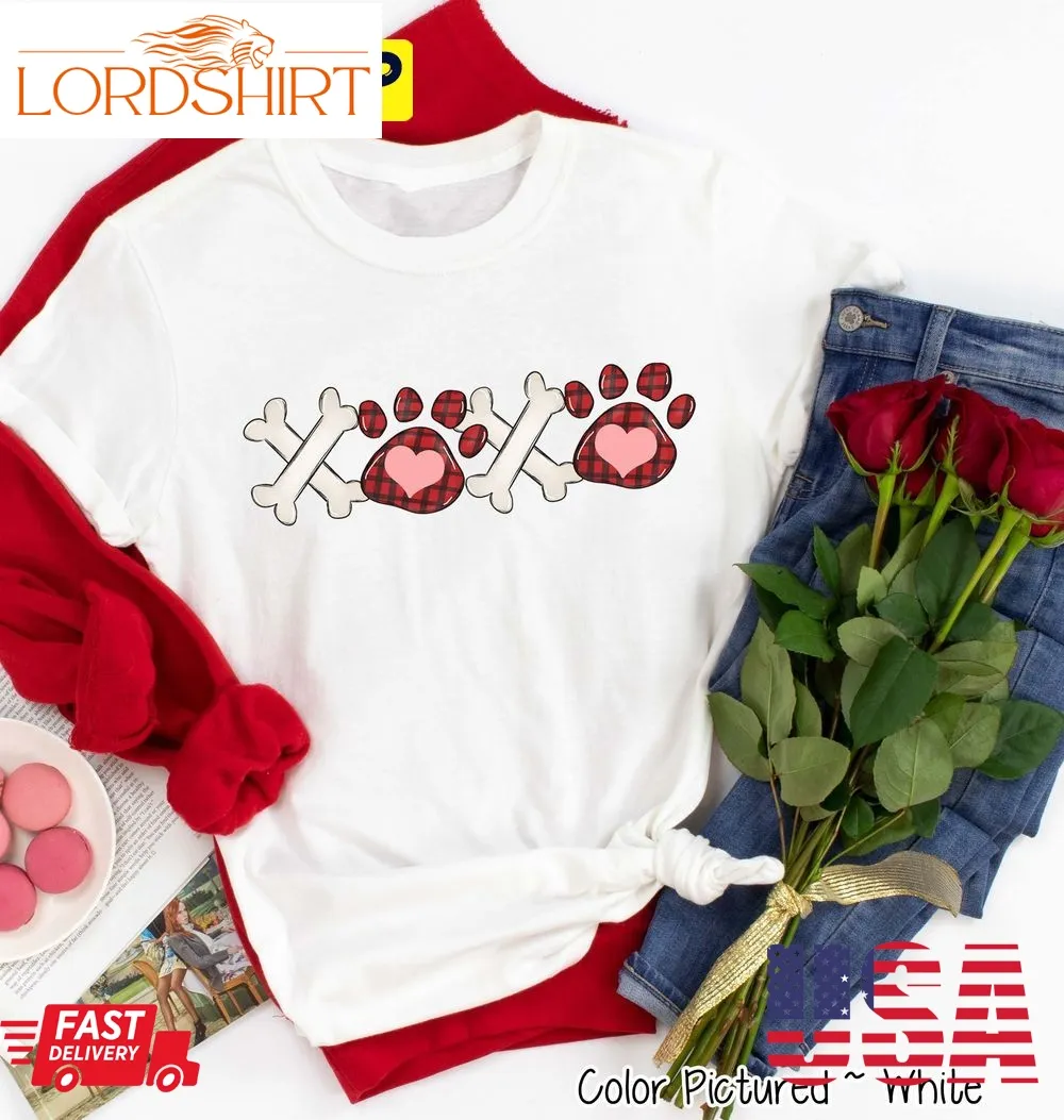 Paw Print &038; Bones Valentines Day Trending Unisex Shirt