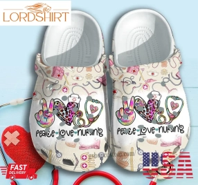 Peace Love Nurse Hippie Shoes Clogs Crocs Gift For Men Women   Lnurse004