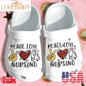 Peace Love Nursing Shoes Crocs Indoor   Nurse Croc Shoes Gifts Mothers Day  For Mens And Womens