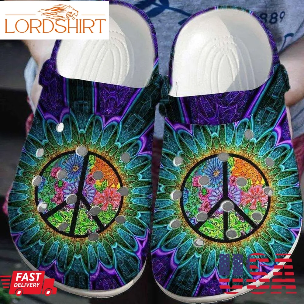 Peace Trippy Hippie Flower Crocs Crocband Clog Shoes