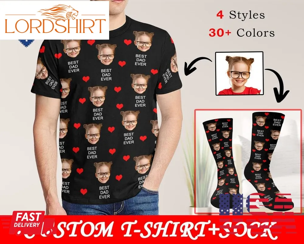 Personalize Short Sleeve Shirts, Personalized Face Shirt Socks For Man, Custom Face T Shirt For Men, Father's Day Gift, Custom Text T Shirt