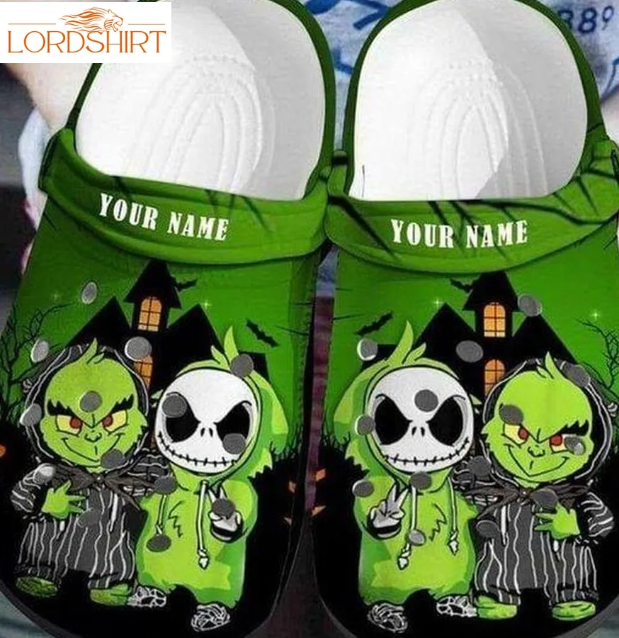 Personalized Baby Grinch And Jack Skellington Crocs Crocband Clog Halloweener