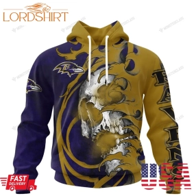 Personalized Baltimore Ravens Japanese Style Skull Custom Jersey 3D Shirt, Hoodie