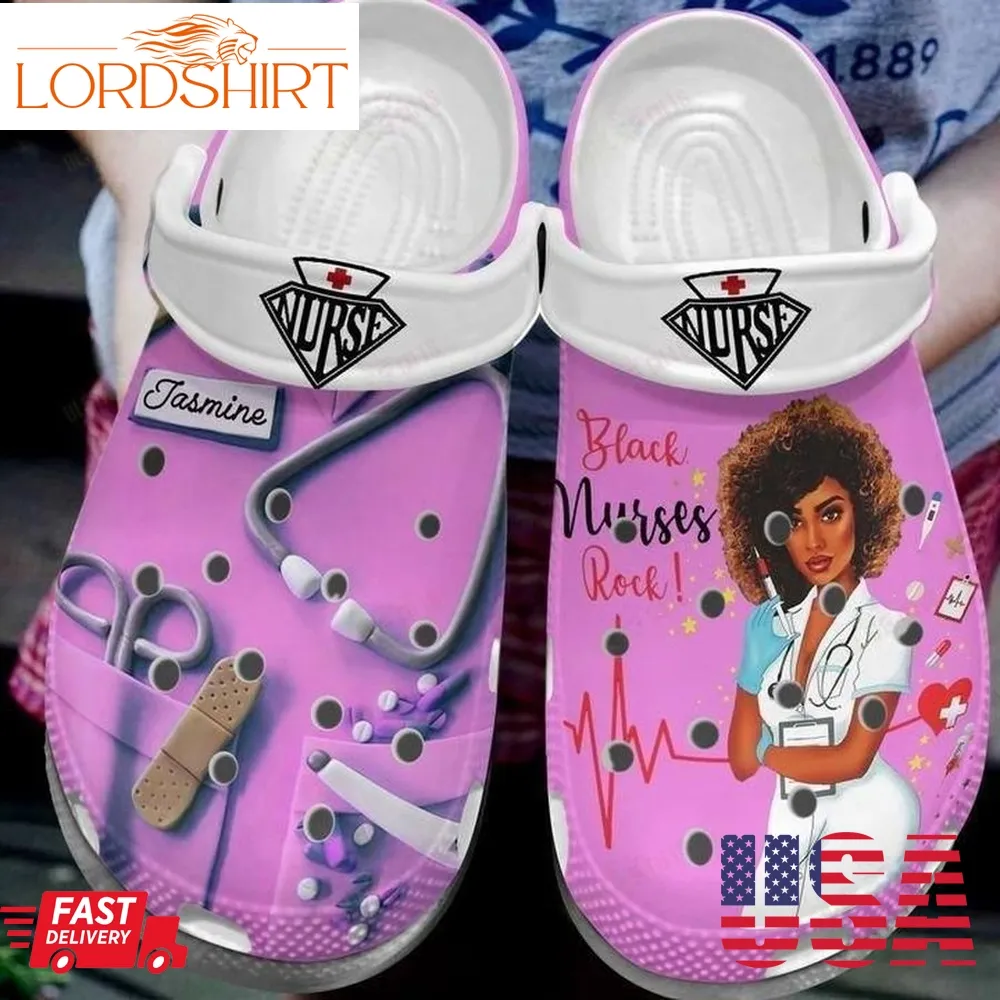 Personalized Black Nurses Rock Crocs Classic Clog Shoes