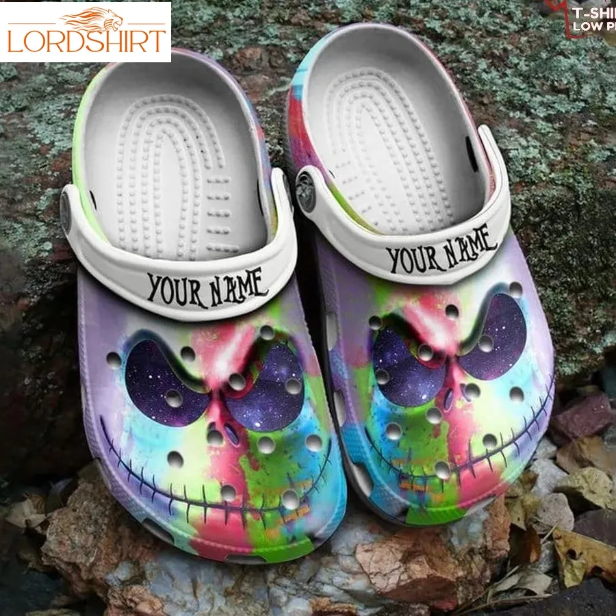 Personalized Colorful Jack Skellington Face Crocs Clog For Mens Womens Halloweener