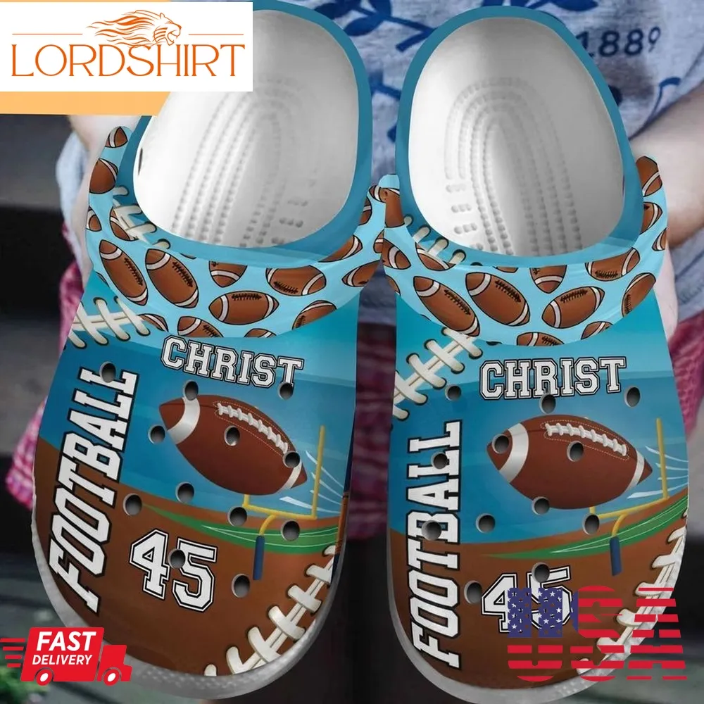 Personalized Crocs American Football,  Fashion Style Print 3D Blue Football For Women, Men, Kid