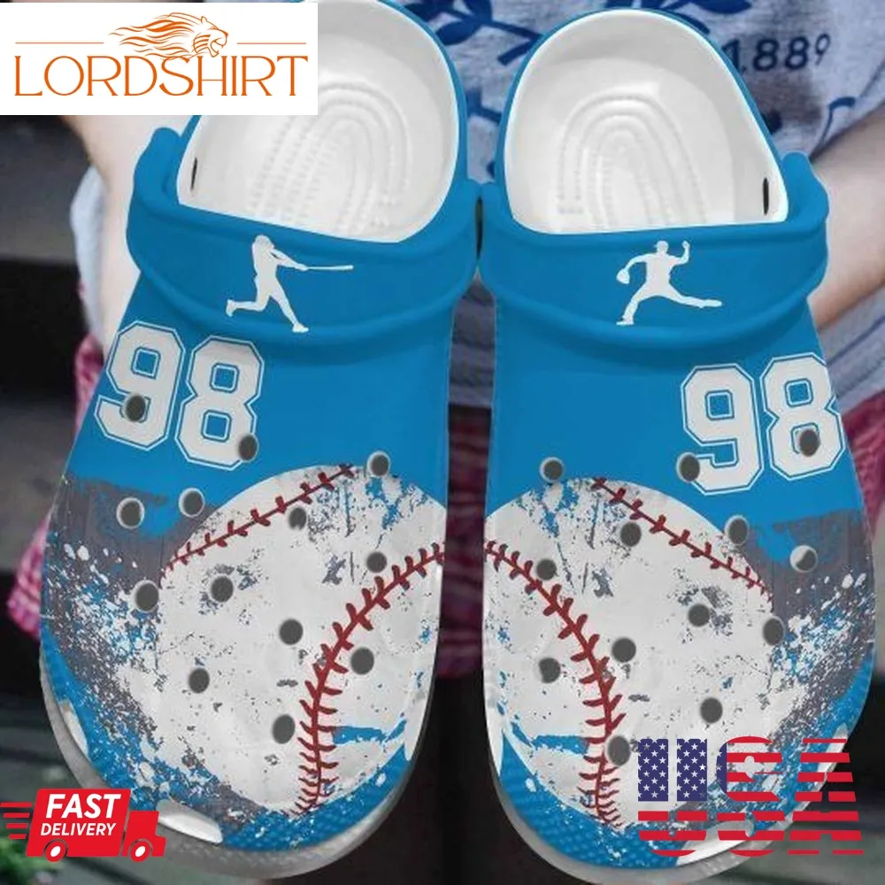 Personalized Crocs Baseball All Color Series Blue, Number On Sandal Fashion Style  For Women, Men, Kid