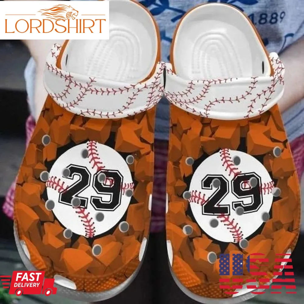 Personalized Crocs Baseball Whitesole Proud Orange, Number On Sandal Fashion Style  For Women, Men, Kid