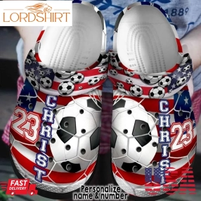 Personalized Crocs Soccer,  Fashion Style Print 3D American Flag Soccer For Women, Men, Kid