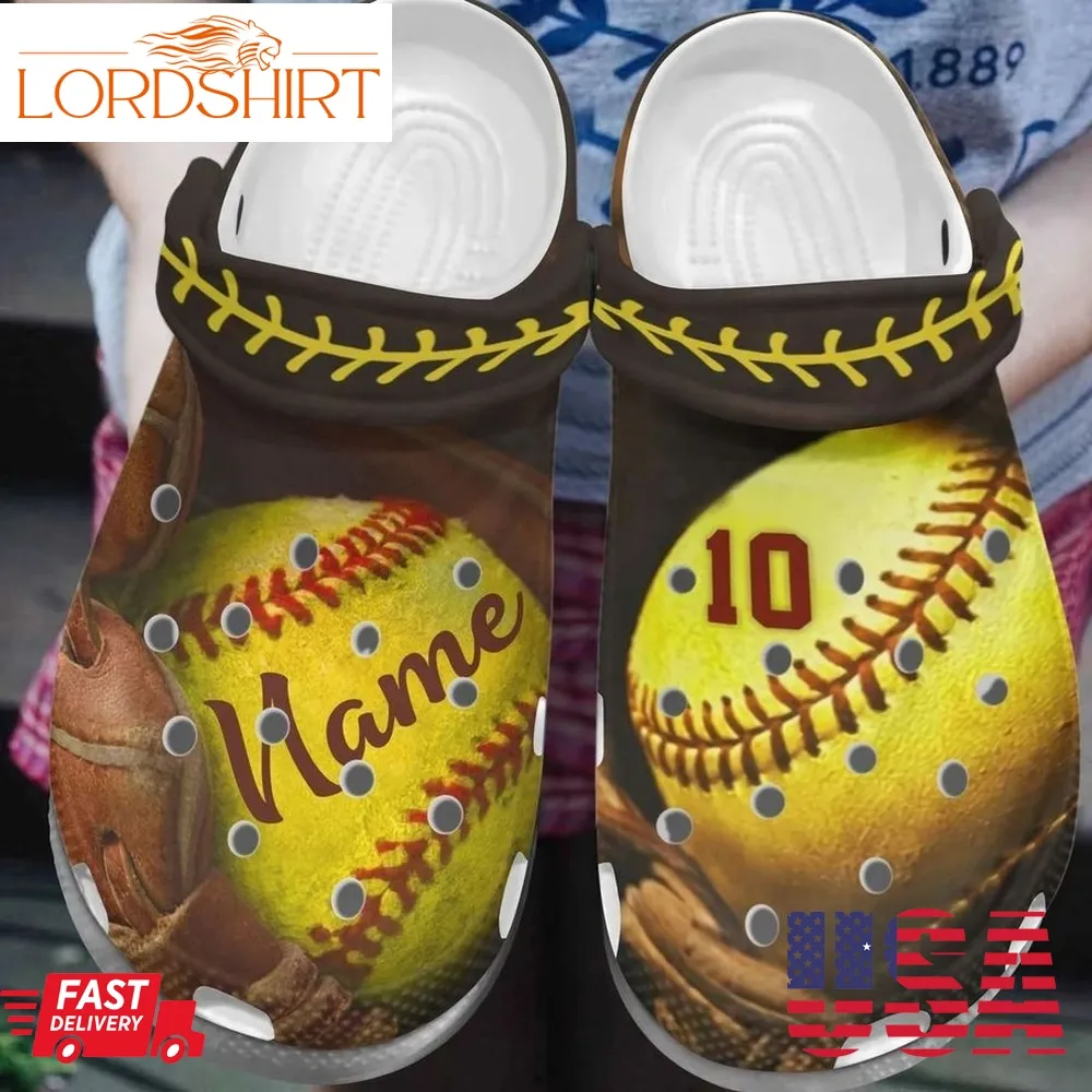 Personalized Crocs Softball,  Fashion Style Print 3D Lucky Number For Women, Men, Kid