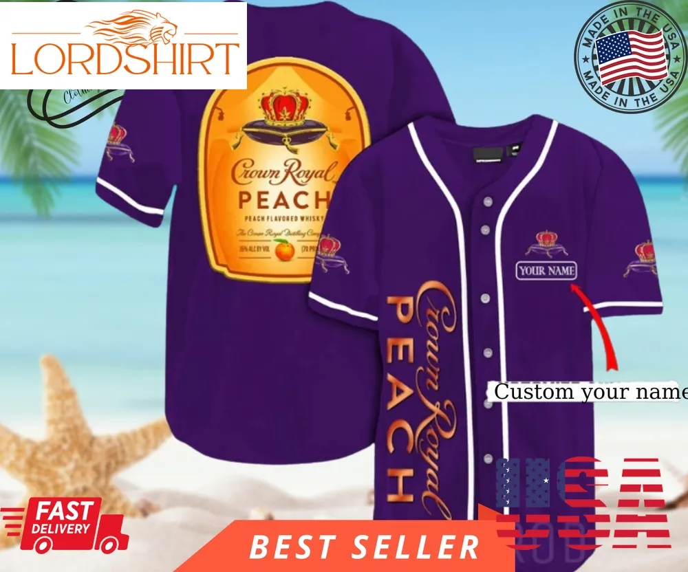 Personalized Crown Royal Peach Baseball Jersey, Halloween Shirt, Hawaii Holiday Beach Flamingo Stag Brewery Summer