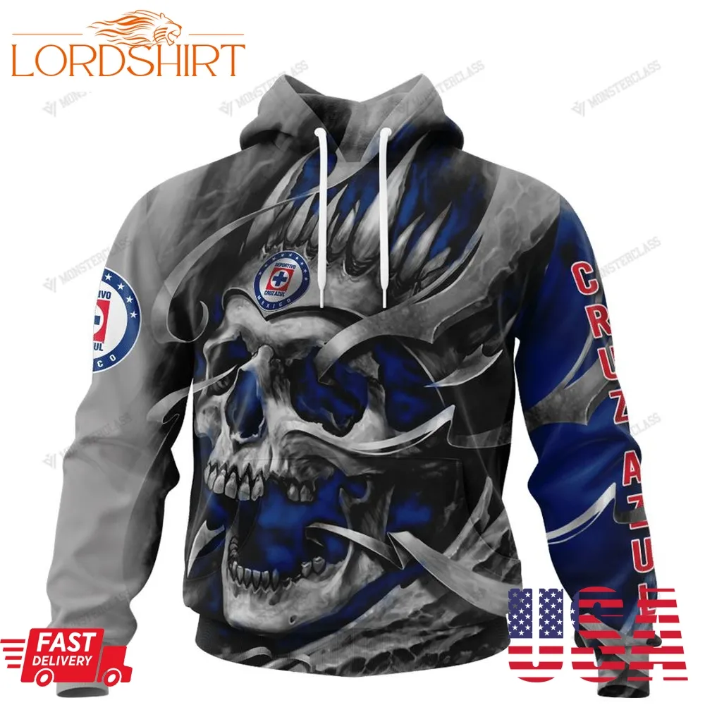 Personalized Cruz Azul Custom Skull Jersey Hoodie, Shirt