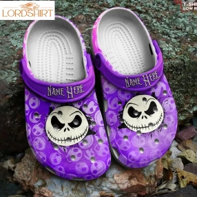 Personalized Customized Jack Skellington Amazing Purple Crocs Shoes Halloweener