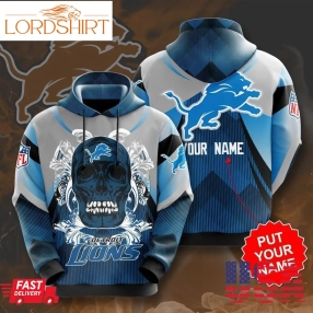 Personalized Detroit Lions Flower Skull Full Printed Hoodie