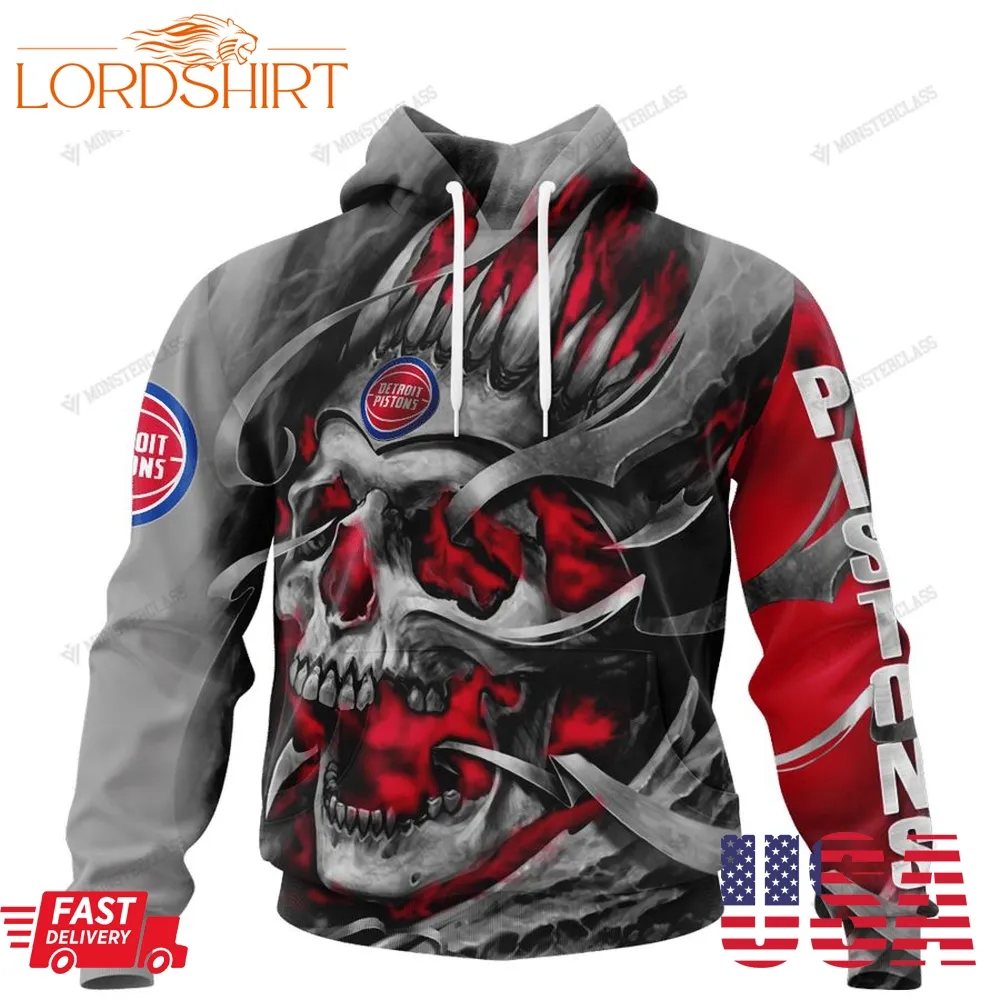 Personalized Detroit Pistons Custom Skull Jersey Hoodie, Shirt