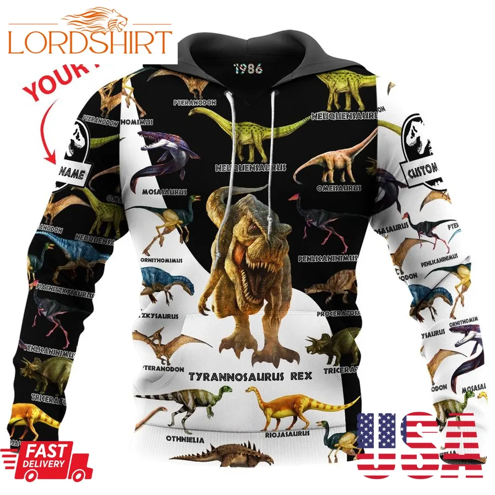 Personalized Dinosaur Collection 3D All Over Printed Shirt, Hoodie