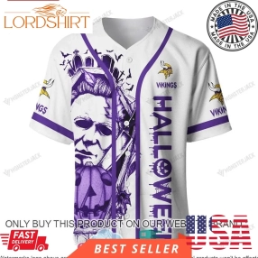 Personalized Halloween Nfl Minnesota Vikings Michael Myers Baseball Jersey