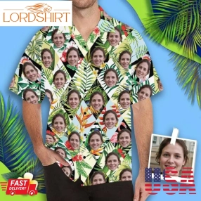 Personalized Hawaiian Shirts With Face, Custom Photo Tshirts, Customize Short Sleeve Shirts, Made In Usa, Gift For Husband