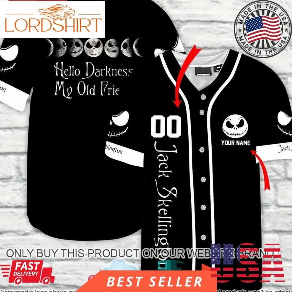 Personalized Horror Halloween Jack Skellington Baseball Jersey