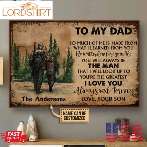 Personalized Hunting Dad And Son To My Dad Poster, Hunting Dad Poster Canvas Wall Decor