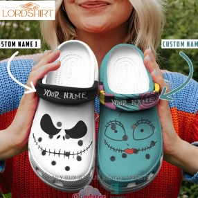 Personalized Jack Skellington And Sally Face Crocs  Shoes Halloweener