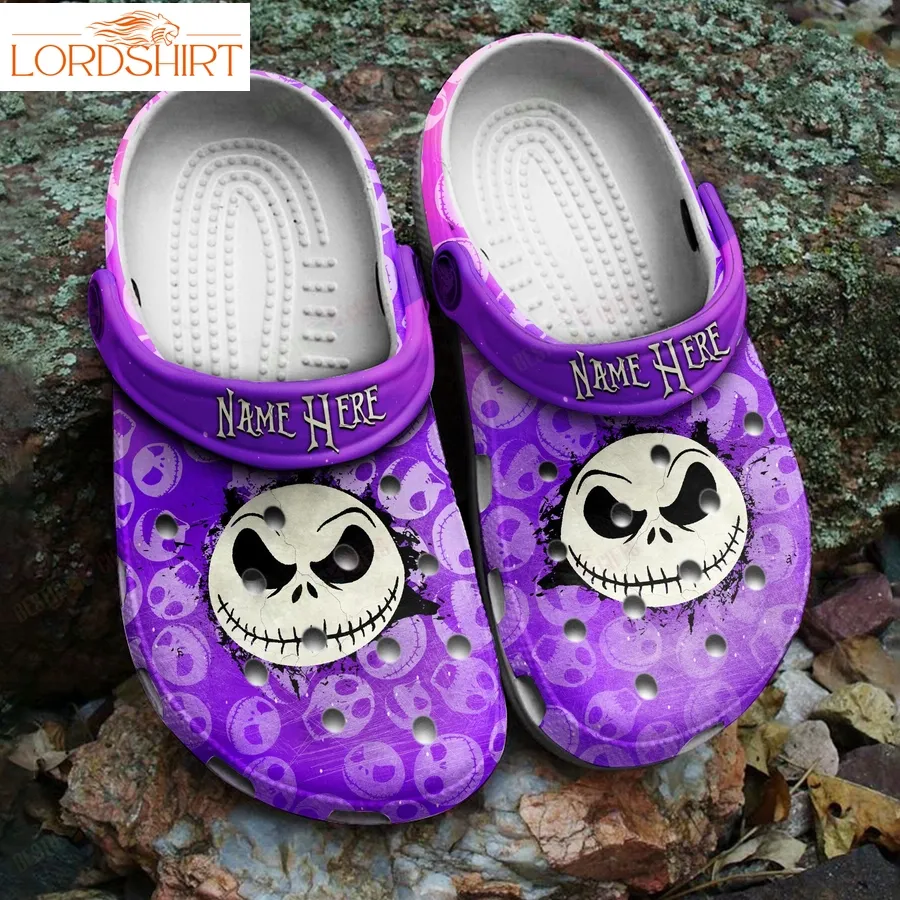 Personalized Jack Skellington Crocs Purple Classic Clogs Shoes Pancr1203 Halloweener