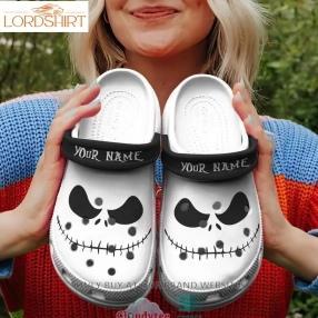 Personalized Jack Skellington Face Crocs Halloweener