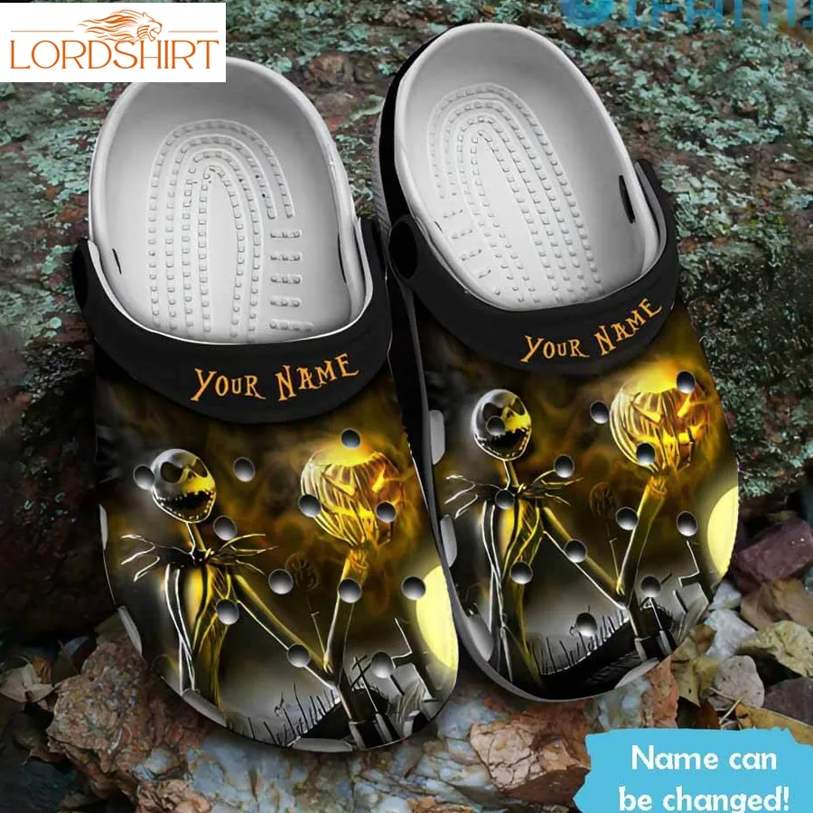 Personalized Jack Skellington Pumpkin Nightmare Before Christmas Gift, Custom Name Crocs Halloweener