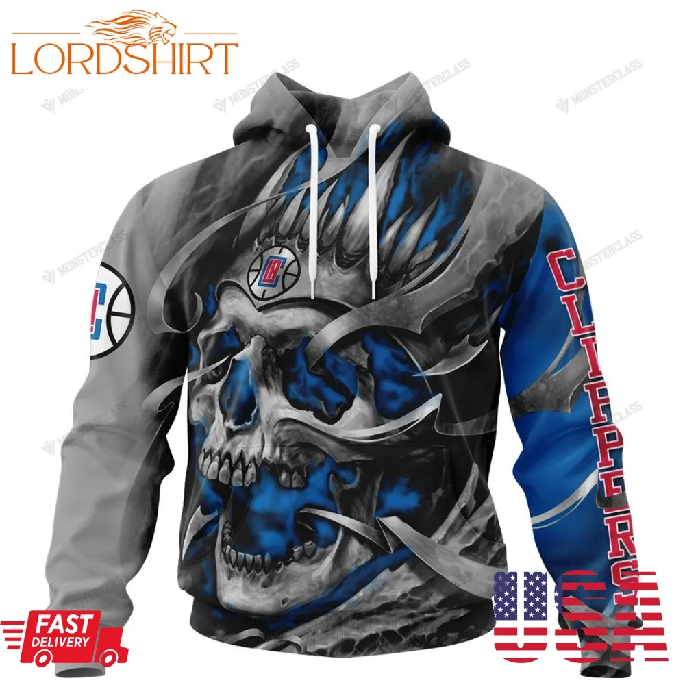 Personalized Los Angeles Clippers Custom Skull Jersey Hoodie, Shirt