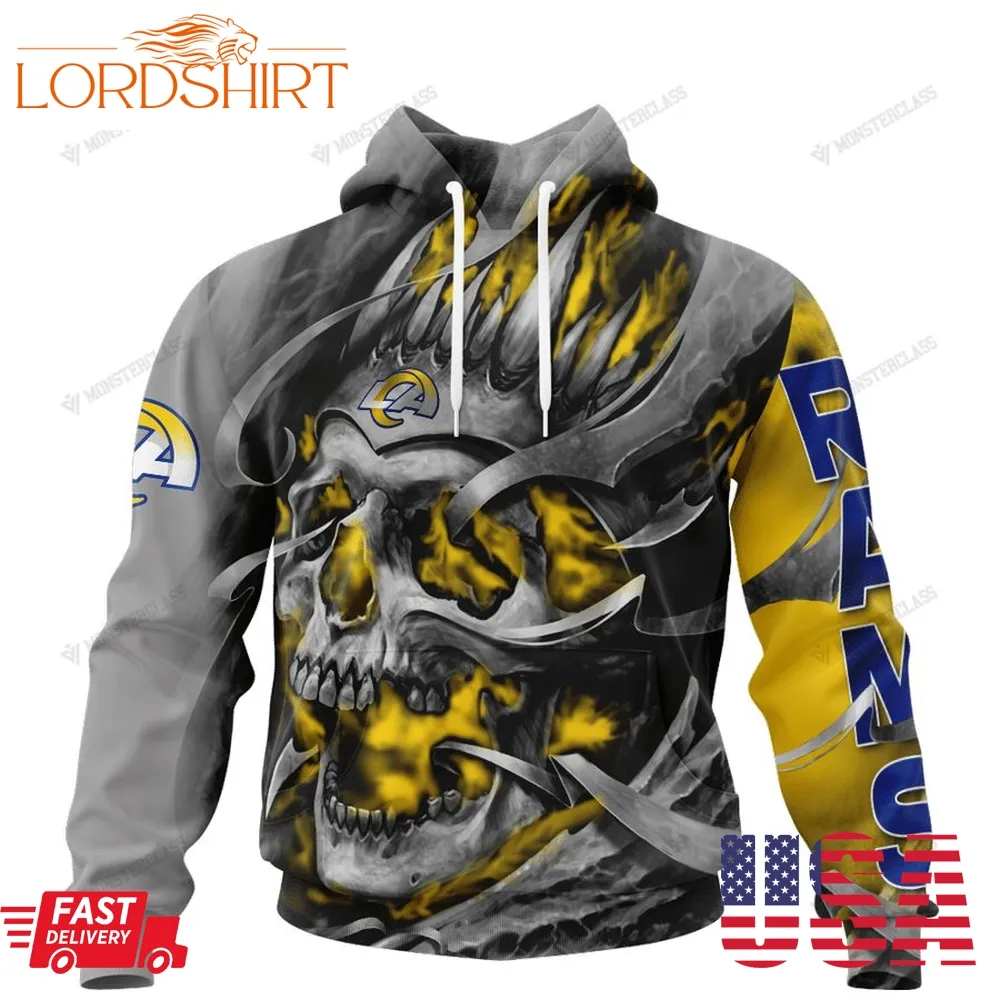 Personalized Los Angeles Rams Custom Skull Jersey Hoodie, Shirt