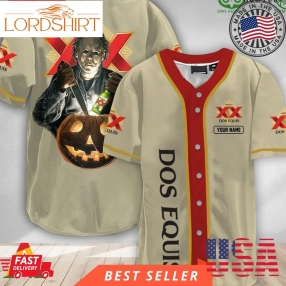 Personalized Michael Myers Pumpkin Dos Equis Halloween Baseball Jersey Shirt