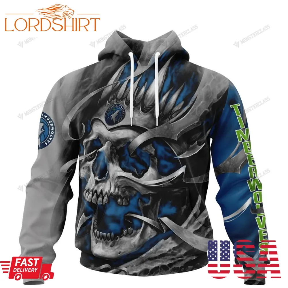 Personalized Minnesota Timberwolves Custom Skull Jersey Hoodie, Shirt