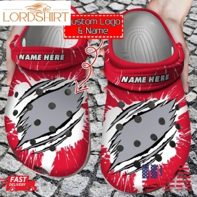 Personalized Name And Logo Football Team Ripped Through Crocs Style Clog Shoes