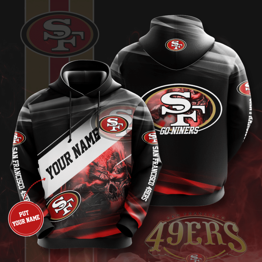 Personalized Name San Francisco 49Ers Go Niners Skull Hoodie