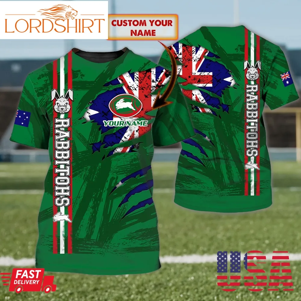 Personalized Name South Sydney Rabbitohs Australia Flag 3D T Shirt