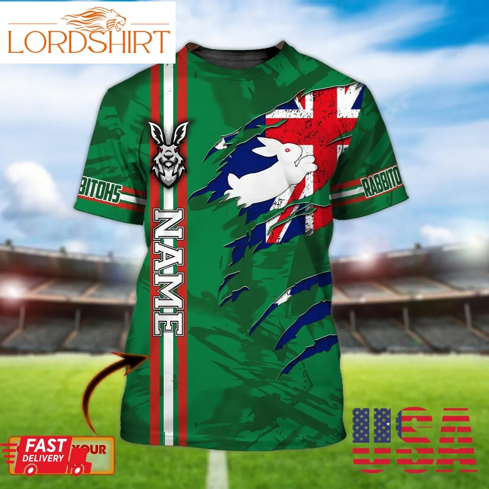 Personalized Name South Sydney Rabbitohs Australia Flag 3D Tshirt