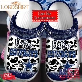 Personalized National Football Crocs   Dcowboys Leopard Spirit Crocband Clog