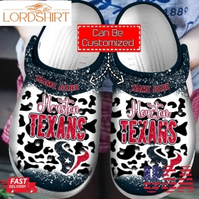 Personalized National Football Crocs   Htexans Leopard Spirit Crocband Clog