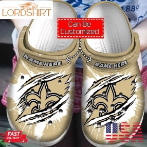 Personalized National Football Crocs   Nsaints Football Ripped Through Crocband Clog