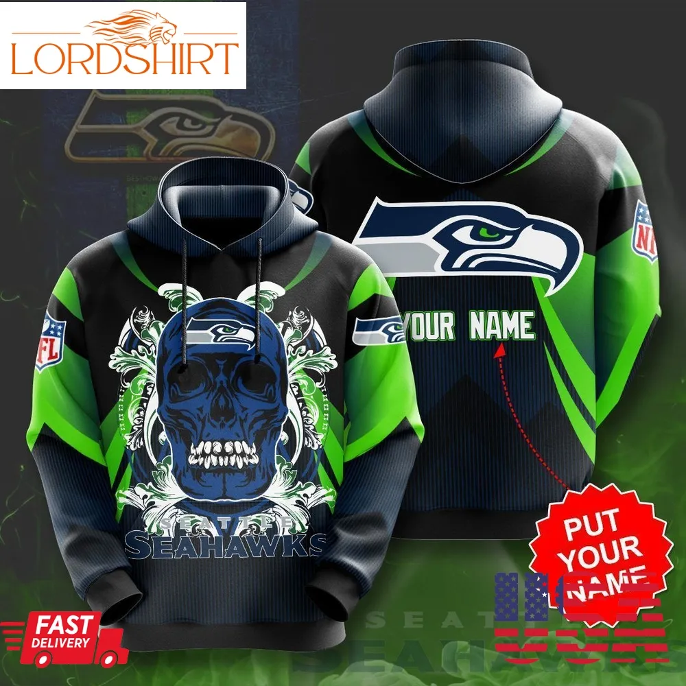 Personalized Nfl Seattle Seahawks Skull 3D Hoodie