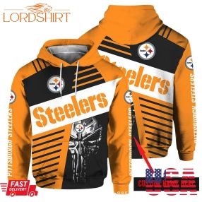 Personalized Pittsburgh Steelers Skull Orange Hoodie 3D