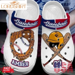 Personalized Player Baseball Equipt Gift  For Lover Rubber Crocs Crocband Clogs, Comfy Footwear