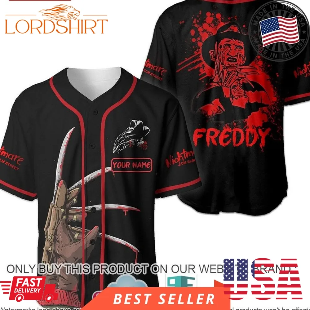 Personalized Scary Halloween Freddy Krueger Baseball Jersey