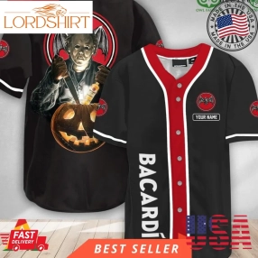 Personalized Scary Michael Myers Pumpkin Bacardi Halloween Baseball Jersey Shirt