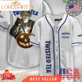 Personalized Scary Michael Myers Pumpkin Twisted Tea Halloween Baseball Jersey Shirt