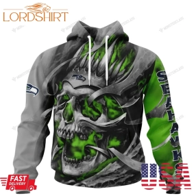 Personalized Seattle Seahawks Custom Skull Jersey Hoodie, Shirt