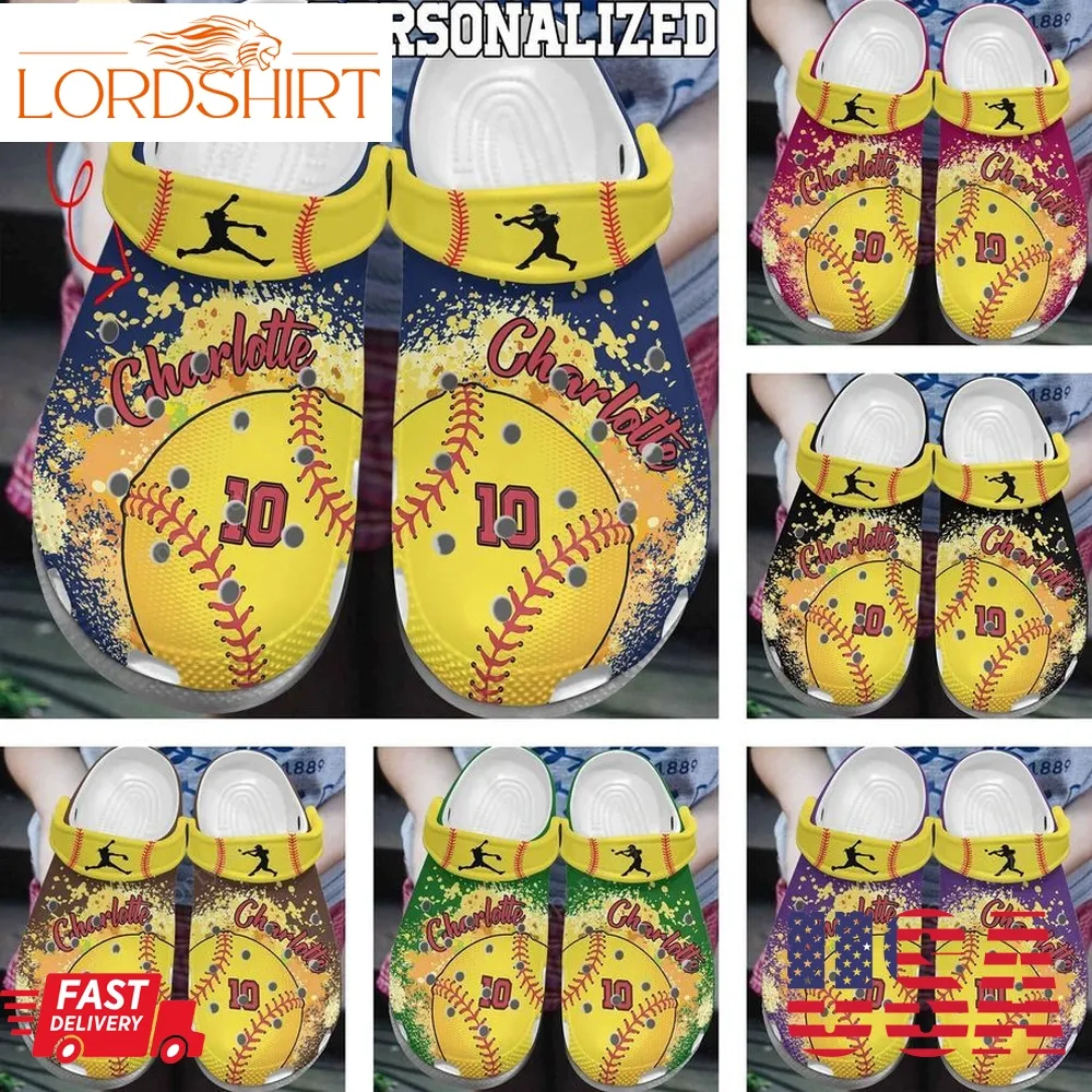 Personalized Softball Dropping Crocs Crocband Dh